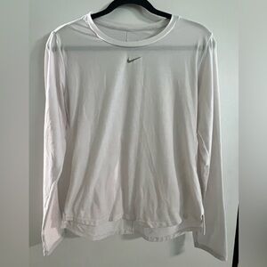 Nike White Long Sleeve Top with silver logo size S